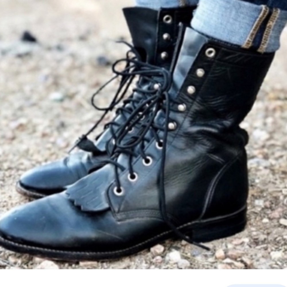 Black Classic Laredo Roper Boot- EUC Sz 5 Genuine leather☀️🖤 - Picture 10 of 14